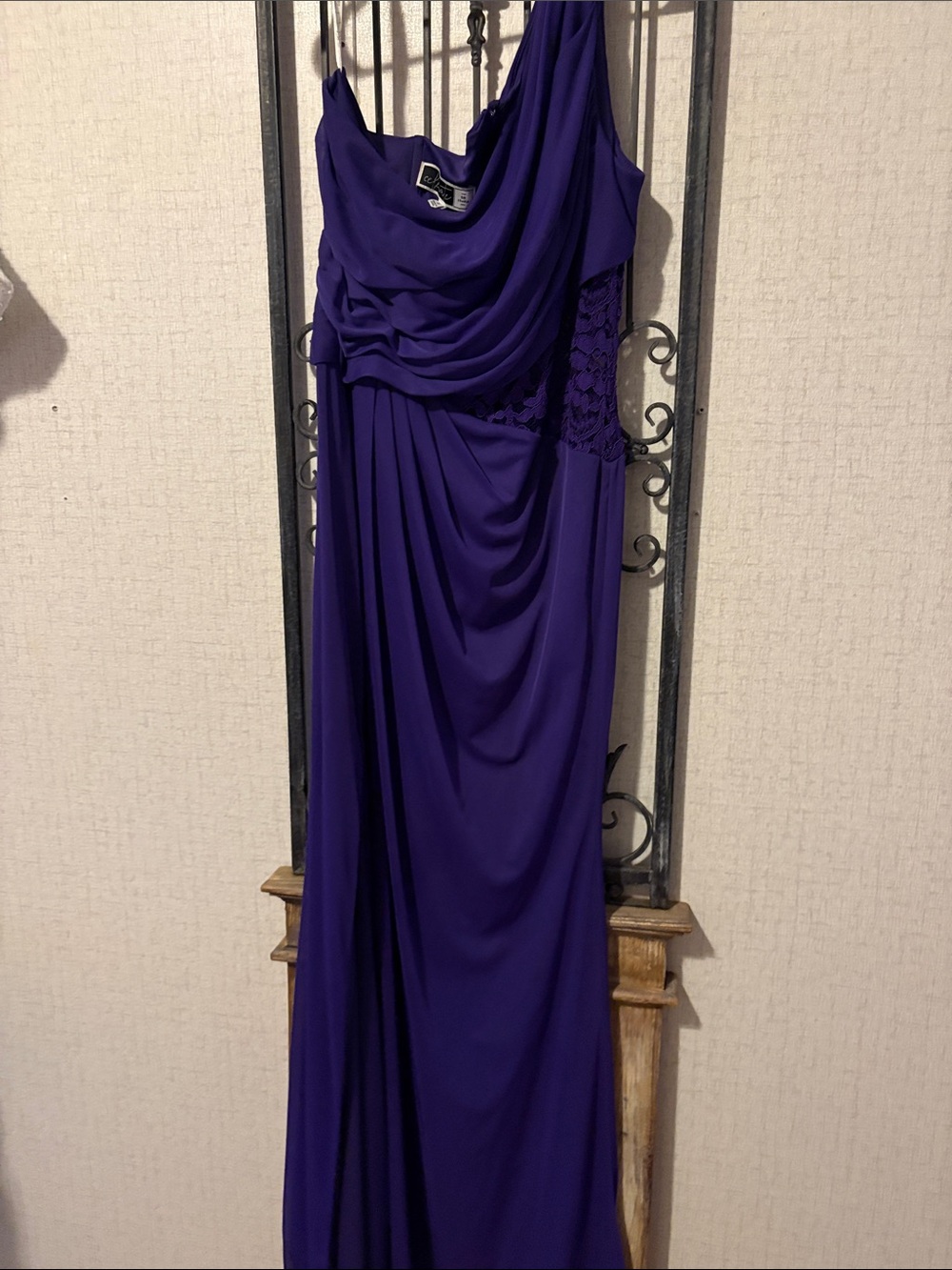 One-Shoulder Purple Evening Gown with Draped Bodice